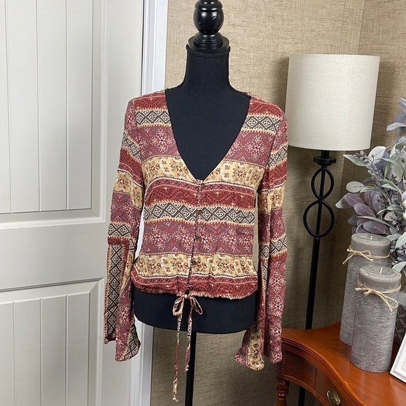 SADIE and Sage Top Size Small Bell Sleeve Prairie Rustic Peasant Boho - Picture 1 of 10